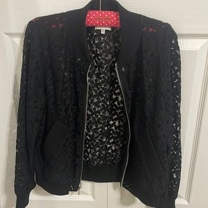 Milly Flower lace bomber jacket - black size small